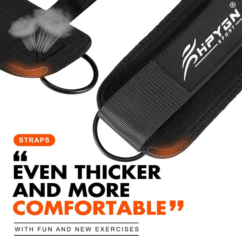 HPYGN Ankle Strap for Cable Machine, Padded Ankle Straps for Cable Machine Kickbacks, Glute Workouts, Leg Extensions, Curls, Booty Hip Abductors Exercise, Adjustable Comfort Ankle Cuff for Gym - Image 2